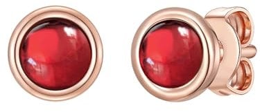 Glanzstücke München Damen-Ohrstecker Sterling Silber 925 rosévergoldet mit Granat - Edelstein-Ohrstecker mit Stein Granat-Ohrstecker Rosegold-Farben