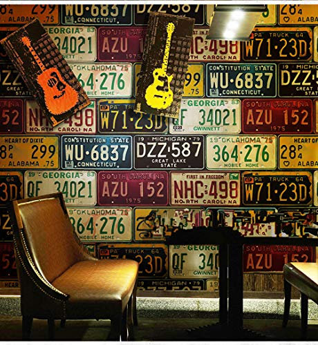 European and American Retro License Plate Number Digital Letters Industrial Wind Wallpaper