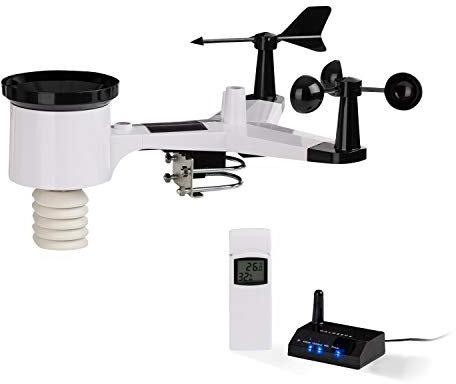 Waldbeck Halley Precision Line - Stazione Meteo Professionale, 6 Misurazioni Contemporanee di Precisione, Previsioni Precise, Misuratore 6 in 1, Interni ed Esterni, App, WiFi, In- Outdoor, Color Nero