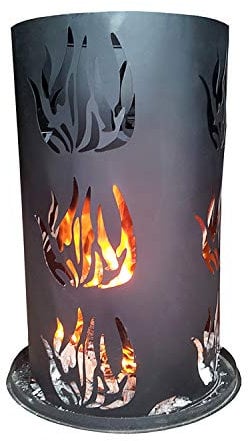 Terrassenofen Feuersäule Feuerkorb Feuerstelle Lagerfeuer Kaminfeuer Metall inkl Feuerrost & Schürhaken H60cm