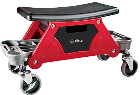 RIKTA Werkstatt-Rollsitz | Rollhocker | ca. 37x37x68 cm (BxHxL) | Belastbarkeit max 135 kg | angehnehme Sitzhöhe von ca. 37 cm | Gewicht ca. 5,65 kg