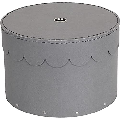 BIGSO WILMA 2er-Set runde Aufbewahrungsbox mit Deckel – Ordnungsbox mit Deckel für Kleidung, Spielzeug usw. – Dekorative runde Box aus Faserplatte und Papier – grau