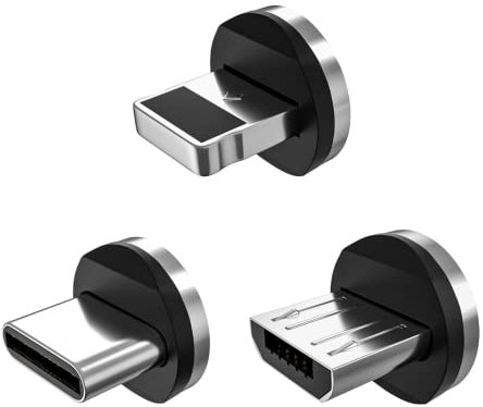 JMF Tech Lot de 3 connecteurs magnétiques Micro USB, type C/USB C, connecteur pour iPhone, câble de charge magnétique, sans câble