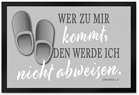speecheese Fußmatte XL in 40x60 cm mit Bibelvers aus dem Johannes Evangelium in grau besonderer Fußabtreter um den Hausflur zu dekorieren für Liebhaber von Gott Bibel Glaube Johannes