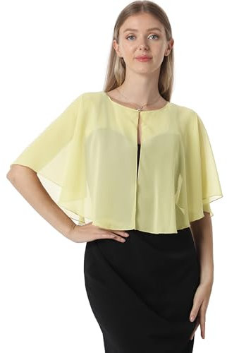 Weiche Capelets Umhänge Schals und Wickeltücher für Kleider, Chiffon, Shrug, Hochzeitsumhang, gelb, Einheitsgröße