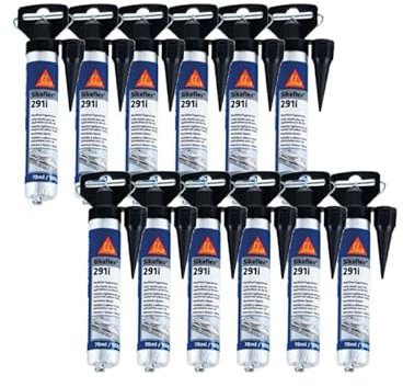 Lot de 12 colles mastic marine SIKA Sikaflex 291i - Noir - Mini recharge 70ml