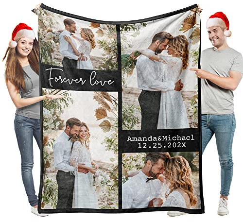 Easycosy personalisierte Decken für Paare Geschenke Benutzerdefinierte Bild werfen Decke Personalisierte Foto werfen für Freundin Ihr Geburtstag Anniversay Ideen 150×230cm
