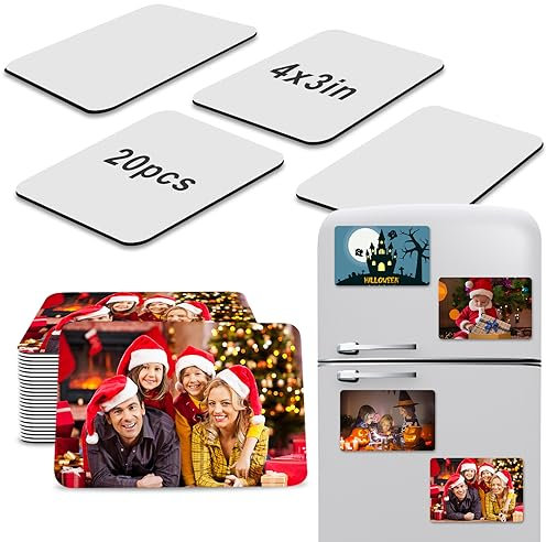 ICOSHOW Sublimation Magnet Blanks 3x3 inch, Sublimation Blank Products, 20Pcs Personalized Sublimation Fridge Refrigerator Magnets for Home Kitchen Office Decorative (Rectangular)