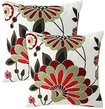 ACCZ Blumen Frühling Kissenbezug,Sofakissen Frühling Sommer Deko Outdoor Kissenbezug Stickerei Kissen Kissenhülle Blumen für Garten Couch Sofa Wohnzimmer Schlafzimmer 2er Set 45x45 cm