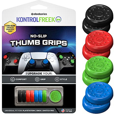 KontrolFreek Rutschfeste Daumengriffe | Universal-Edition für Nintendo Switch Pro, Playstation 4 (PS4), Playstation 5 (PS5), Xbox One & Xbox Series X Controller | 8er-Pack | Blau/Grün/Rot/Schwarz