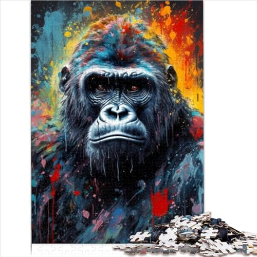 Schwierige schwere Puzzles, Gorilla-Gemälde, 1000 große Teile, Puzzle für Erwachsene, Holzpuzzle für Erwachsene und Kinder, Denksportaufgabe (50 x 75 cm)