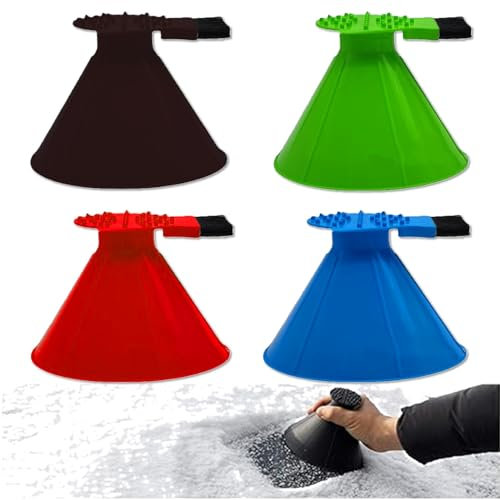 EHOTER Magischer Eiskratzer 2 In 1 Multifunktionaler Runder Eiskratzer Kegelförmiger Magischer Trichter Auto-Windschutzscheiben-Schneeentfernungswerkzeug Ice Removal Tool für SUV (4pcs)