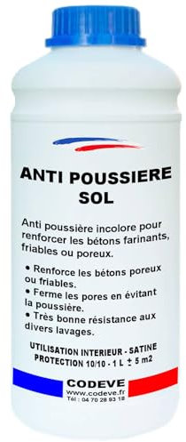 Anti Poussiere Sol - Codeve Bois - 1 L - Intérieur - Pour Renforcer Votre Béton Farinant, Friable Ou Poreux.