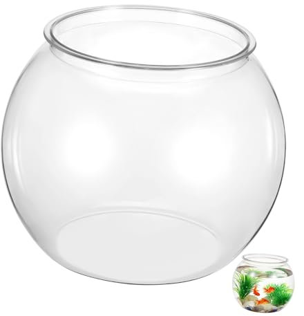 Angoily Acuario De Peces De Plástico Transparente Pecera Redonda Pequeña para Decoración De Oficina y Hogar para Plantas y Peces Pequeños Resistente y Portátil