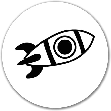 Huuraa Aufkleber Rakete Raumschiff Geschenk | Dekoaufkleber 10cm rund Sticker Geschenkidee Dekoausticker
