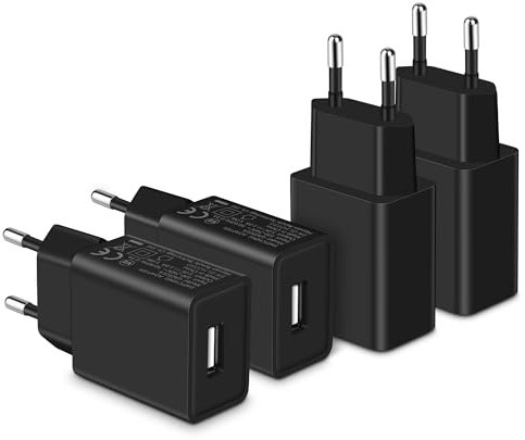 MatauMahi Caricatore USB 5V1A (Nero,4-Pack), Presa USB da 5W, Alimentatore USB, Spina Adattatore, Caricabatterie per Telefoni Cellulari, Tablet, Powerbank, Cuffie Bluetooth e Altro Ancora, Nero