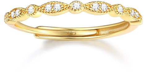 Chriscoco Damen Ringe - Silber 925, Gold, Roségold - Ring, Daumenring, Verlobungsring, Eheringe, Engagement Ringe - Verstellbar - Mit Schmuckschatulle