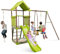 COSTWAY 7 en 1 Parque Infantil Exterior, Fuerte Cubierto, Columpio, Cuerda para Escalar, Arenero, Planeador, Tobogán Ondulado y Escalera, Parque Escorrega Infantil Jardin, 320 x 260 x 248 cm, Verde