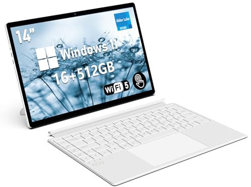 FUNYET laptop 2 in 1 N100 Processor 16GB RAM 512GB SSD Windows 11 PC Laptop, 14 Inch laptop with Backlit Keyboard and Fingerprint Unlock