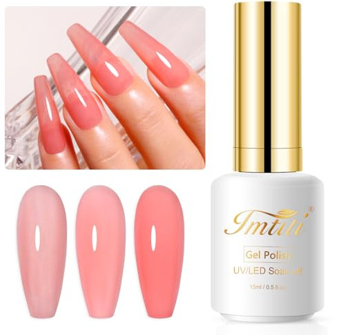 Imtiti Sheer Peach Rouge Gel Vernis à Ongles, 15ml GeléE PêChe PâLe Rose Translucide Uv/Led Trempé Vernis à Ongles Pour Bricolage Manucure Et PéDicure à La Maison 1 PièCe