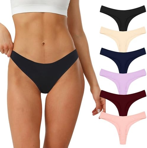 Lakpoau Tanga Coton Femmes Lot de 6 String Tangas Femme S-XL | Culotte Strings Slip Sport Women Thongs Femmes Sous-vêtements,Invisible Slip Taille Basse Confortable Women Panties
