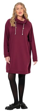 Ulla Popken Damen Sweatkleid, Stehkragen, Langarm, Taschen Kleid, Dunkle Beere, 54-56 EU
