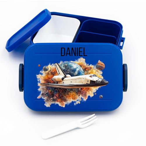 Geschenkfreude Kinder Bento Box Midi Lunchbox für Mepal Bentobox - Weltall Astronaut Universum - 900 ml - Vivid Blue butterbrotdose vesperdose rakete dose bentobox lunchbox brotdosekinder kindergarten