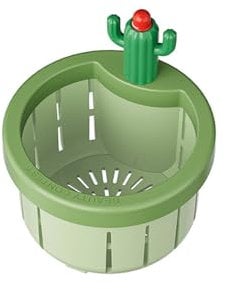 Dafape Colador de Drenaje del Fregadero de la Cocina Cactus, Filtro del Fregadero Tapón del Colector de Desechos Cesta de Descarga Automática Prensable para Alimentos Hogar Lindo (Verde)