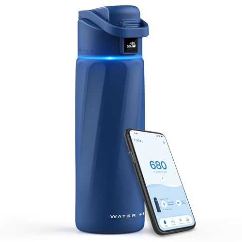 BOOST Smart Water Bottle with Reminder & Tracker - Double Wall Vacuum Insulated Stainless Steel, Wide Mouth 24 oz