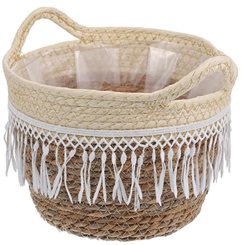Warmhm Gewebter Pflanzkorb Für Innenbereich Mit Einsatz Geflochtener Pflanzbehälter Pflanzgefäß Für Zimmerpflanzen Dekorativer Blumenkorb Für Wohnzimmer Und Schlafzimmer
