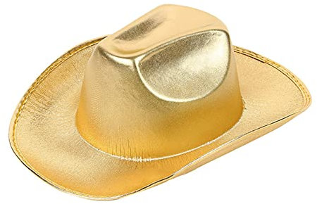 Morain Cowboyhut, Urlaubshut, reflektierende Überraschung für Mädchen und Jungen, für Karneval, Musik, gold, 3-4