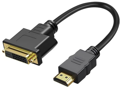 QTMMC HDMI to DVI Cable Adapter 0.3m DVI-I 24+5 Female to HDMI Male Adaptor DVI-I Dual Link Bi-Directional Converter 1080P HD for Laptop PC TV Box PS Xbox DVD Payers A/V Receivers Gold-Plated 1ft