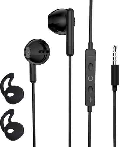 3,5mm-Klinkenstecker Kabelgebundene Kopfhörer, In-Ear-Kopfhörer, Hochauflösendes Headset mit Mikrofon, Geeignet für die meisten Mobiltelefone, Ohrstöpsel Abdeckung und Aufbewahrungstasche