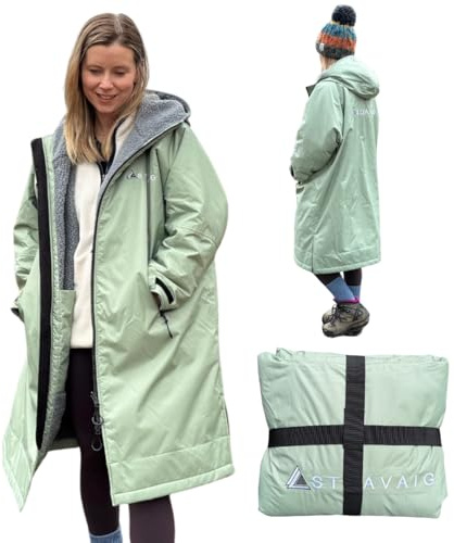 Adult Waterproof Changing Robe Super Soft Fleece Lining-Windproof, Waterproof to 10,000mm Oversized Coat for Changing Swimming and Watersports. With Compression Straps