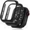 Seltureone 2 Pezzi Custodia per Apple Watch Series 6/Serie 5/Series 4/SE/SE2 44mm con Protezione Dello Schermo, PC Duro 360° Tutto Intorno Anti Graffio Anti Polvere Cover Ultra Sottile - Nero