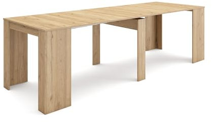 Table de salle à manger pliante extensible en chêne moderne pour 12 dîners
