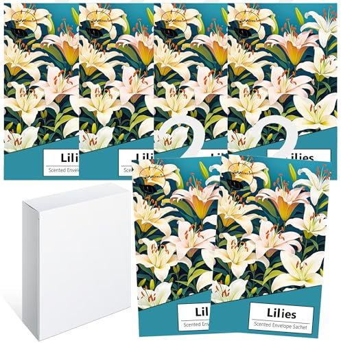 6pcs Profuma Armadio Vestiti, Profumatori Armadio e Cassetti, Profumatore Auto, Profumo Aromi Sacchetti Lavanda Profumati per Armadio Cassetti Armadietti, Scarpiera Deodorante Armadio (Giglio)