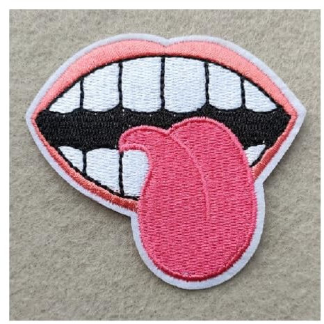 Applikation zum Aufbügeln: Lippen Mund Zunge 7 x 7 cm (04)