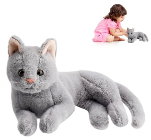 APOMOONS Weiche Katze Kuscheltier Katzenkuscheltiere, Süßes Katzen Kuscheltier, Realistic Plüschkatze Stofftier Katze Plüschtier Katze Spielzeug, Geschenk für Jungen & Mädchen, Geburtstag, Kindertag