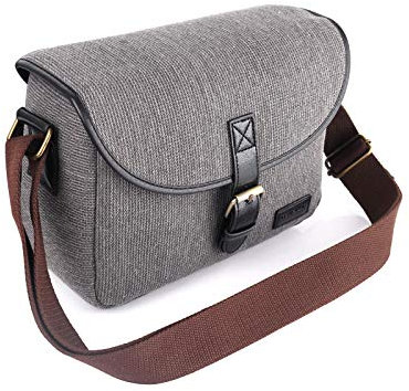 Kameratasche SLR/DSLR Gadget Bag Stilvolle Retro Schultertasche Fotografie Zubehör Ausrüstung Fall Flachs Material, grau
