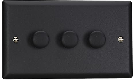 Varilight Triple V-Pro Rotary 2-Way LED Dimmer 3 x 0-120W - Urban Matt Black With Matt Black Knob