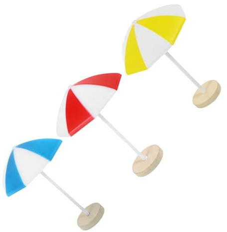 HOOTNEE 3stücke Miniatur-Sonnenschirm-Modell für Puppenhäuser Liegestuhl-Sonnenschirm aus Kunststoff Mini-Sonnenschirm für DIY-mikrolandschaftsdekoration