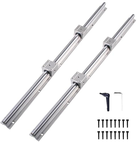 TIOMIOSEA SBR20-1000mm Linearführung Linearschiene 2 x Rundwellen Kohlenstoffstahl Aluminium Führungsschiene + 4 x SBR20UU Lagerblock Linearlager für CNC Teile 3D Drucker Fräsmaschine