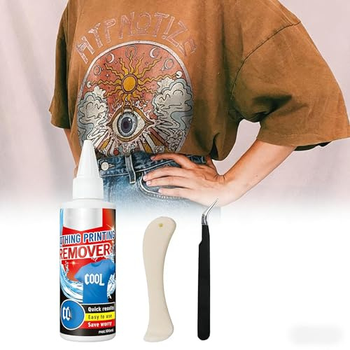 Flockentferner,Flockentferner Beflockung Textilien,Kleberentferner,Druckecke Flexentferner Flockentferner,Flockentferner Entferner Cleaner,mit Schaber und Pinzette,Mild und Reizfrei (1 set)