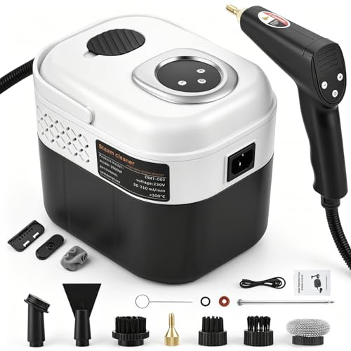 TLPEMN Limpiador de Vapor, 2500W Limpiador de Vapor Alta Presión de Mano con Depósito 1700ml, Tiempo Calentamiento 15 Segundos, 6 Niveles Vapor para Cocina, Baño, Sofá, Coche, Suelos