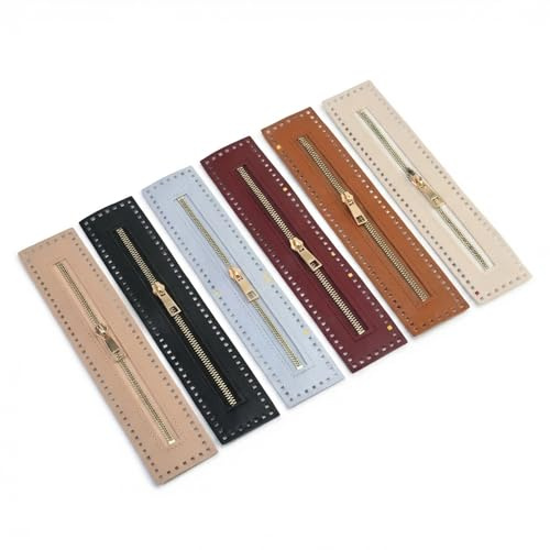 6 Pezzi Cerniera in Pelle PU con Fori, Cerniere per Borse Uncinetto con Buchi, Cerniera All'uncinetto in Pelle PU, per Borsa All'Uncinetto Fai Da Te Accessori