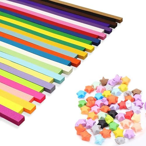 Vaniika Bandes De Papier Origami Étoiles, 1350 pièces 27 couleurs pour l'artisanat, d'étoiles d'origami bandes de papier étoiles colorées pour l'artisanat, cadeau bijoux
