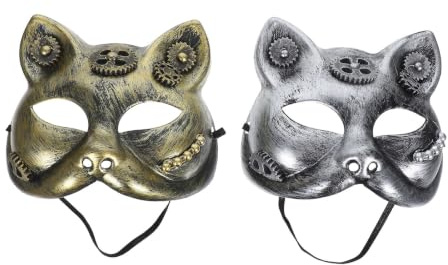 SOESFOUFU 2pcs Plastic Steampunk Half Face Cosplay Mask with Unique Design and Artistic Flair for Performances and Novelty Costume Parties Including Halloween and Christmas Random Color
