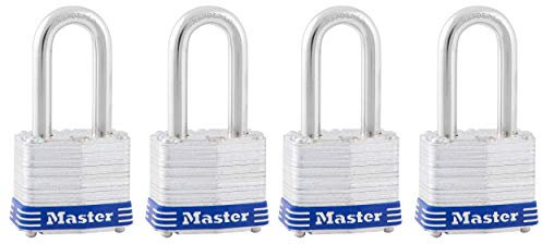 Master Lock 3QLF Vorhängeschloss mit Schlüssel, gleichschließend, silberfarben, 4 Stück