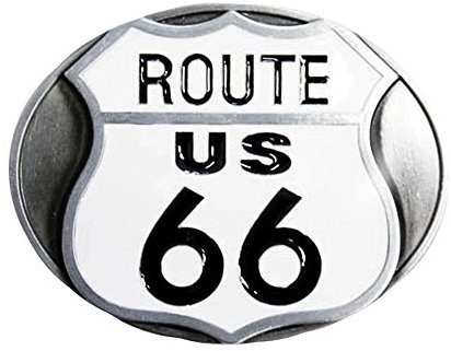 eeddoo® Gürtelschnalle - Route 66 (Buckle für Wechselgürtel für Damen und Herren | Belt Frauen Männer Oldschool Rockabilly Metall Gothic Wave Rock Biker Western Trucker Casino Skull)